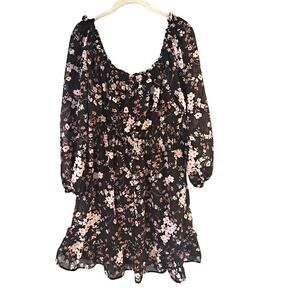 Salt & Sugar Dress 1X Midi NWT Floral Cottage Feminine Romantic Black Pink Cream